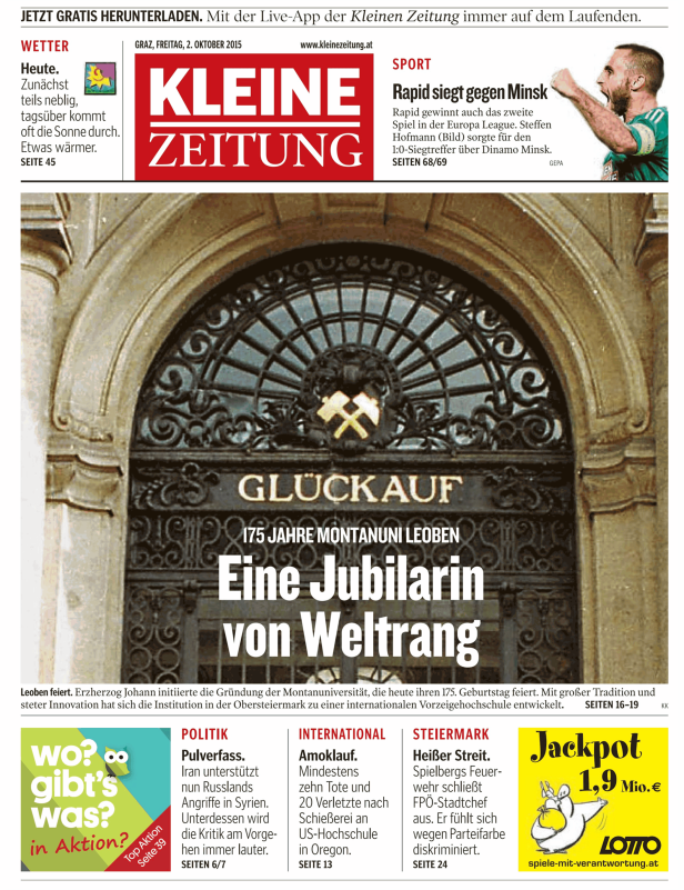 Titelseiten vom 02.10.2015