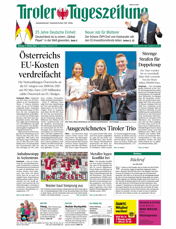 Titelseiten vom 03.10.2015