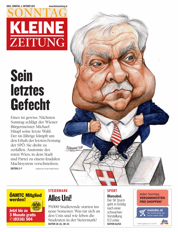 Karikatur von Michael Häupl auf der Titelseite der Kleinen Zeitung.