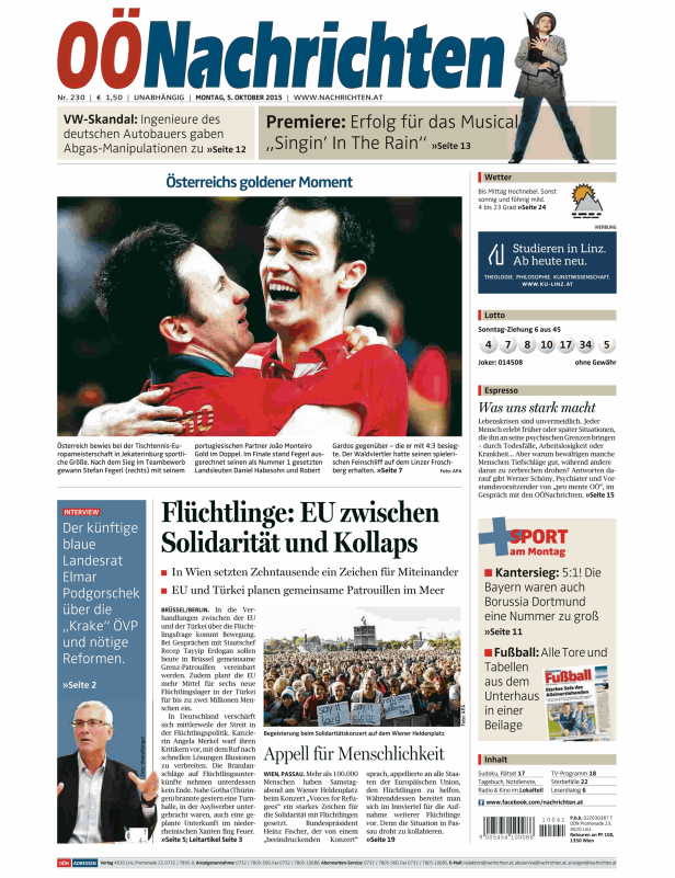 Titelseiten vom 05.10.2015