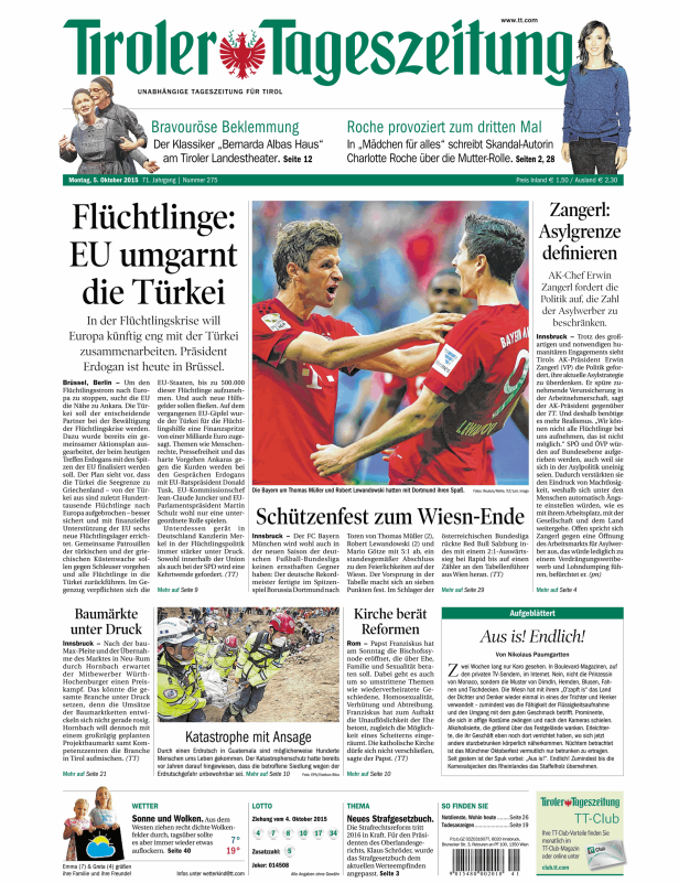 Titelseiten vom 05.10.2015