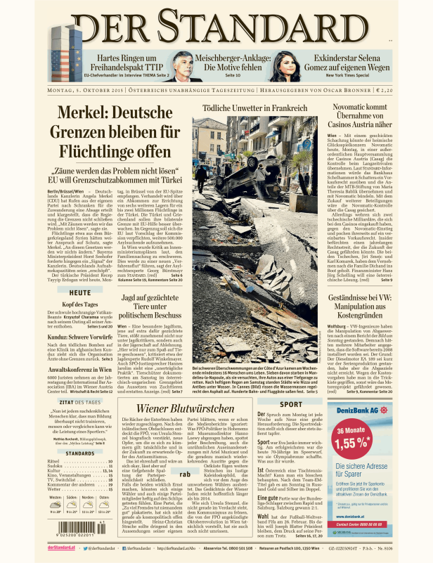 Titelseiten vom 05.10.2015