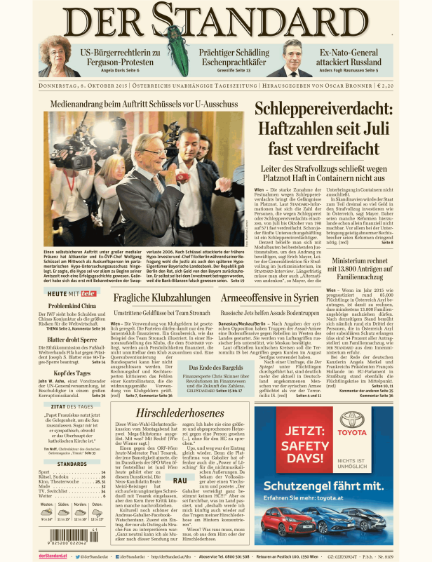 Wolfgang Schüssel bei einem Auftritt vor dem U-Ausschuss, umringt von Medienvertretern.