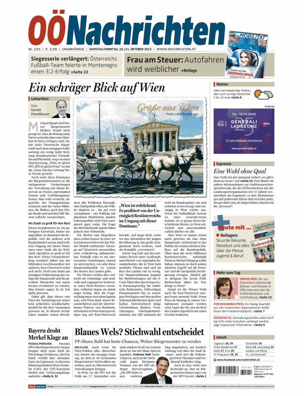 Titelseiten vom 10.10.2015