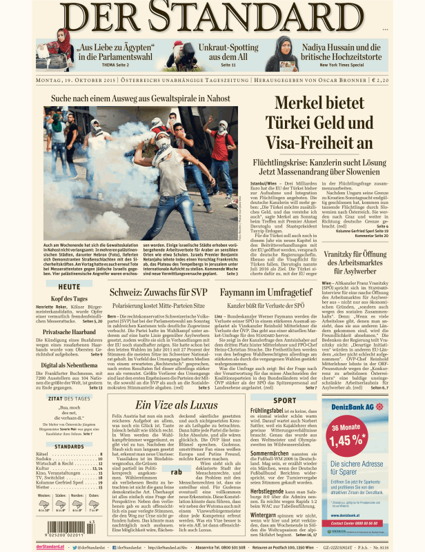 Titelseiten vom 19.10.2015