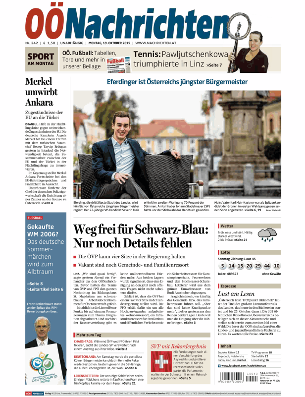 Titelseiten vom 19.10.2015