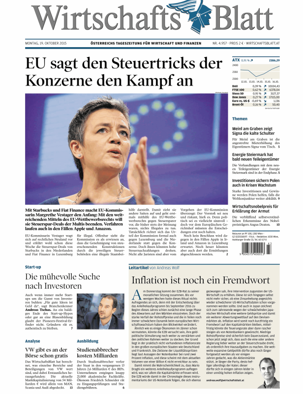 Titelseiten vom 19.10.2015