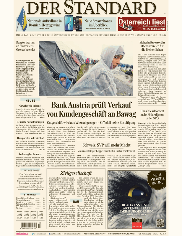 Titelseiten vom 20.10.2015