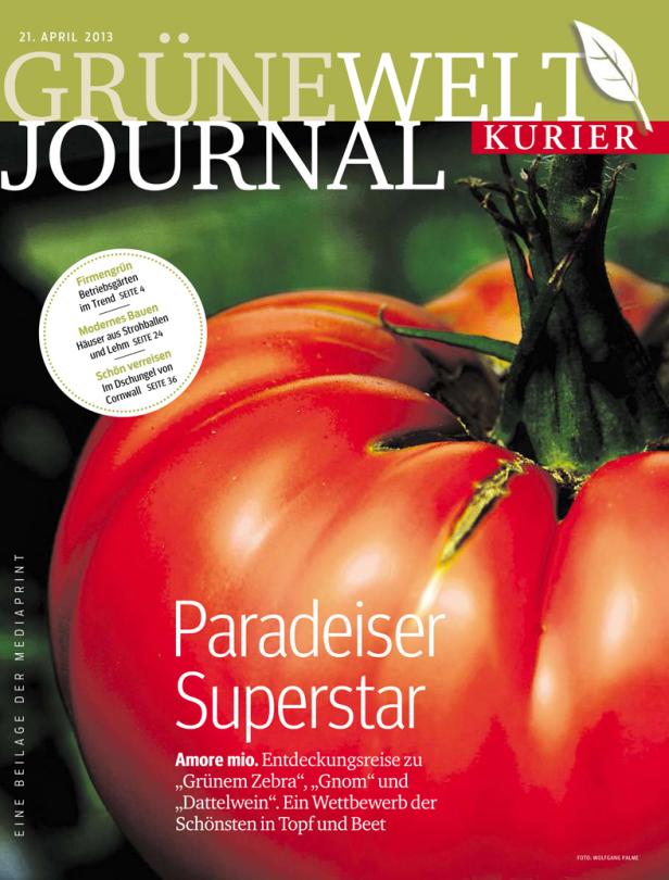Das Cover des „Grünewelt Journal Kurier“ zeigt eine große, rote Paradeiser-Tomate.
