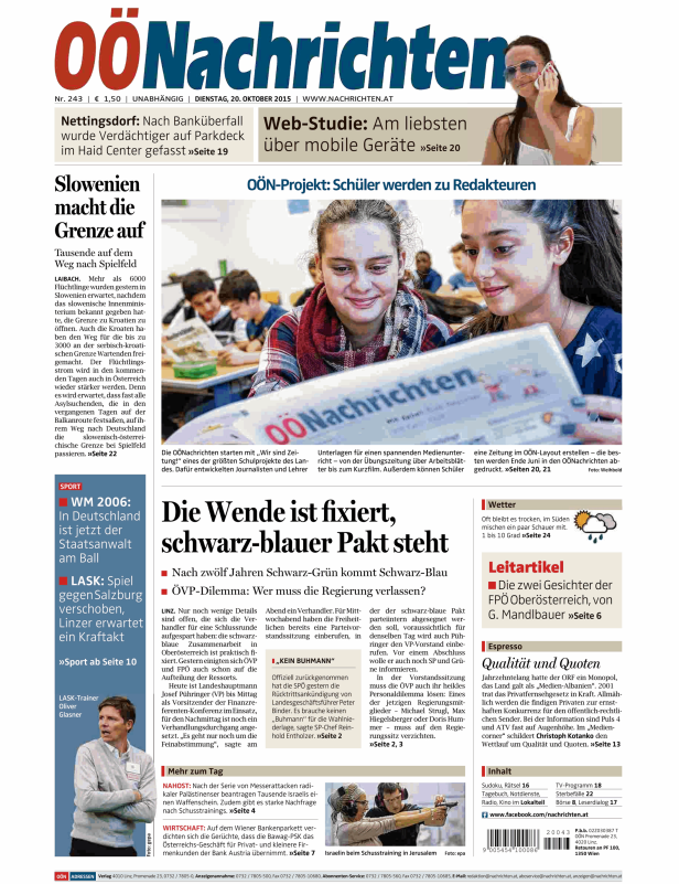 Titelseiten vom 20.10.2015