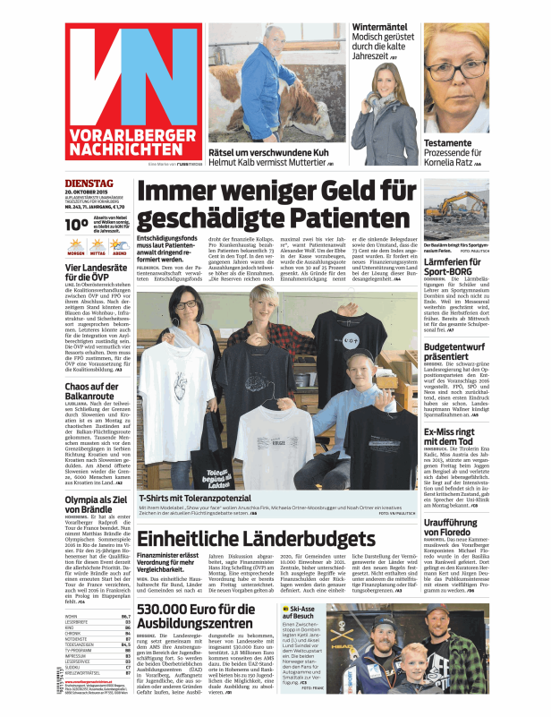 Titelseiten vom 20.10.2015