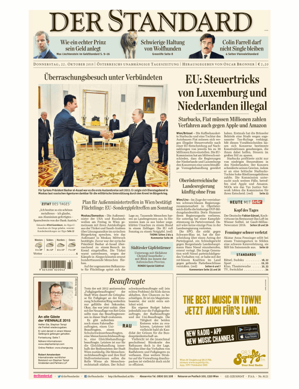 Bashar al-Assad bei einem Treffen in Moskau, laut Zeitung „Der Standard“.