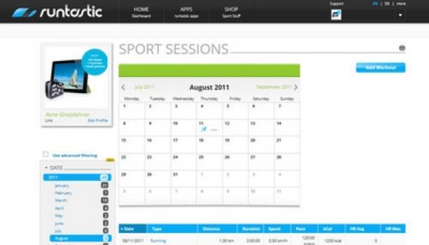runtastic.com - Kalenderfunktion (c: runtastic) runtastic.com hat aufgeholt