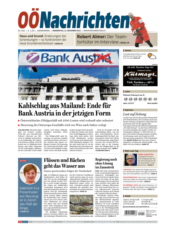 Titelseiten vom 12.11.2015