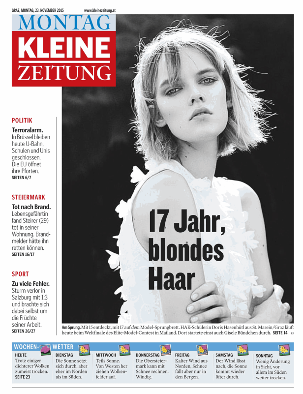 Porträt der 17-jährigen Doris Hasenhütl, einer Finalistin des Elite Model Contest.