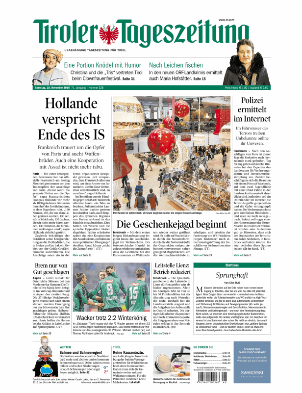 Titelseiten vom 28.11.2015