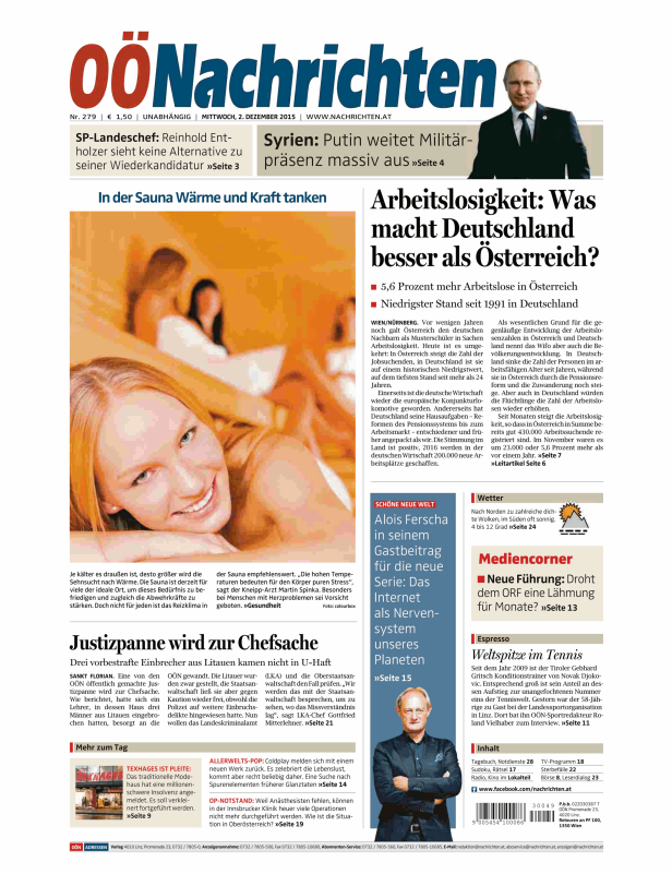 Titelseiten vom 02.12.2015