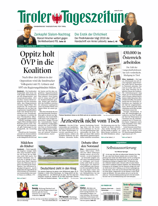 Titelseiten vom 02.12.2015
