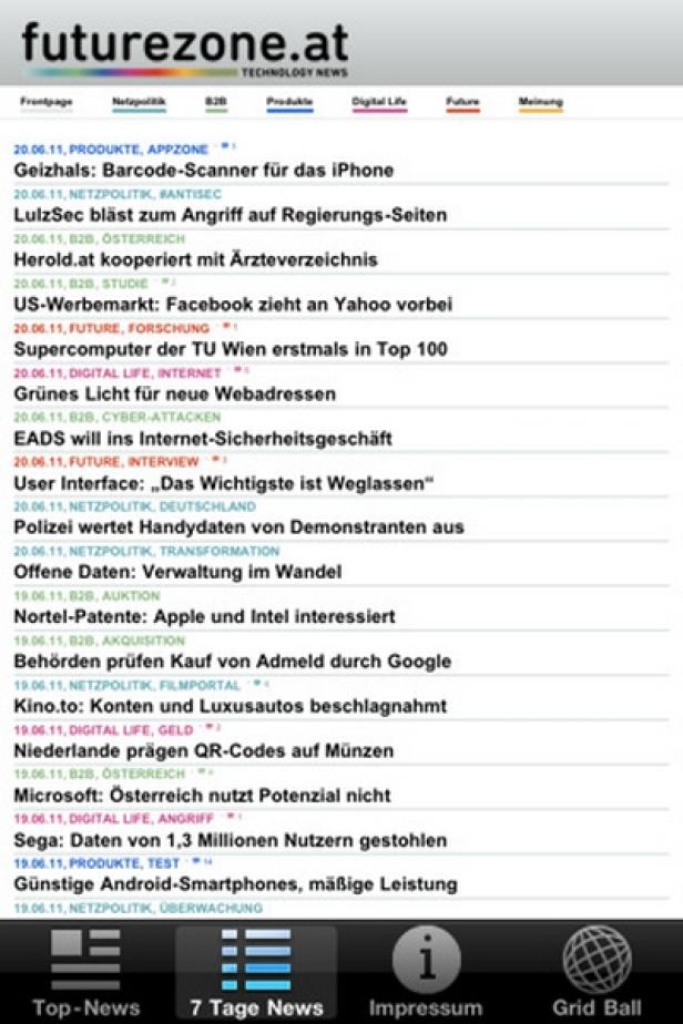 Ein Screenshot der futurezone.at-Website auf einem iPhone.
