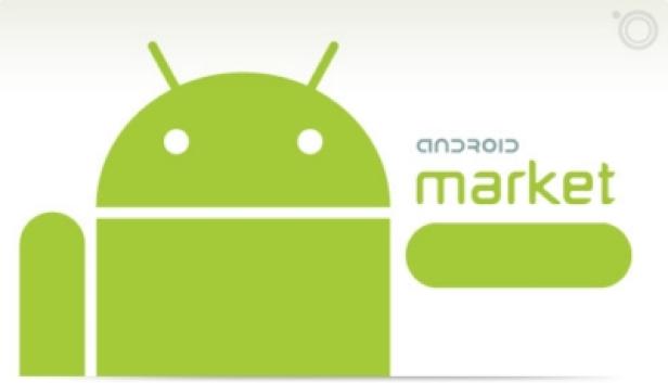 Das stilisierte Android-Logo neben dem Schriftzug „Android Market“.