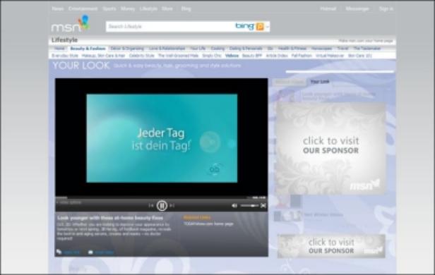 MSN.com/Joost Video Network Ein Screenshot der MSN Lifestyle-Seite mit dem Slogan „Jeder Tag ist dein Tag!“.
