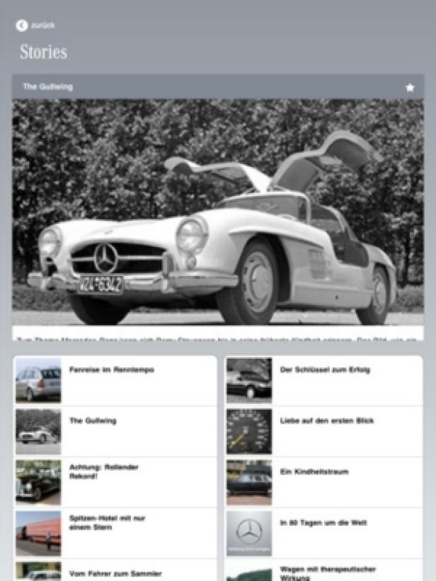 Ein Mercedes-Benz 300 SL „Gullwing“ mit geöffneten Flügeltüren.