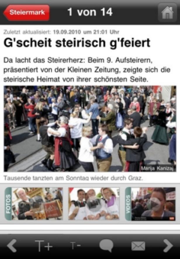 Menschen in Tracht tanzen beim „Aufsteirern“ in Graz.