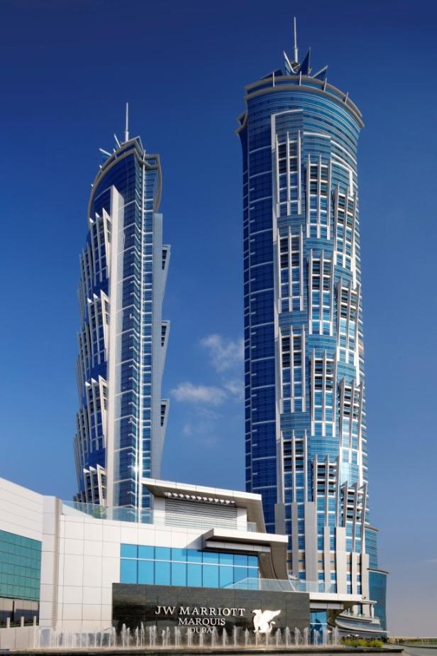 Das JW Marriott Marquis Hotel in Dubai mit seinen markanten Zwillingstürmen.