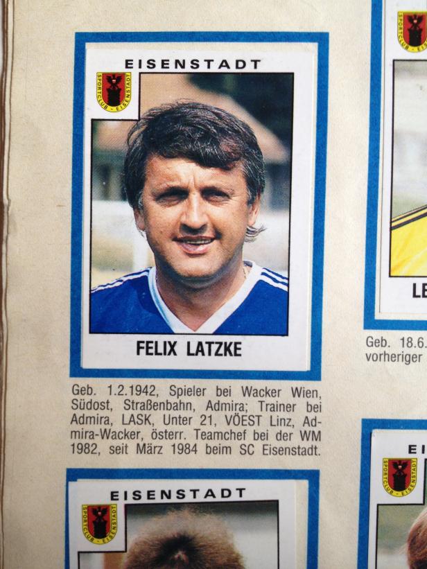 Ein Porträt von Felix Latzke, einem österreichischen Fußballtrainer, auf einem Sammelbild des SC Eisenstadt.
