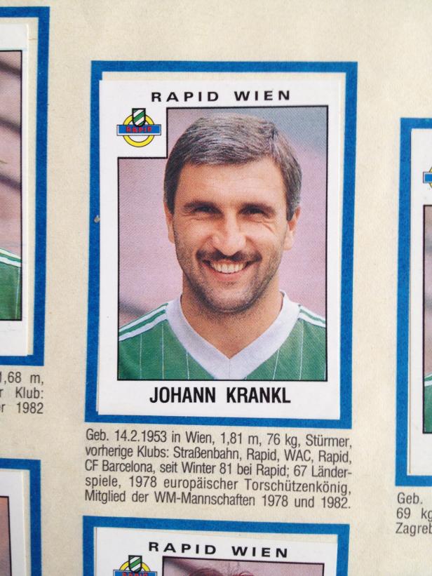 Porträt von Johann Krankl im Trikot von Rapid Wien.