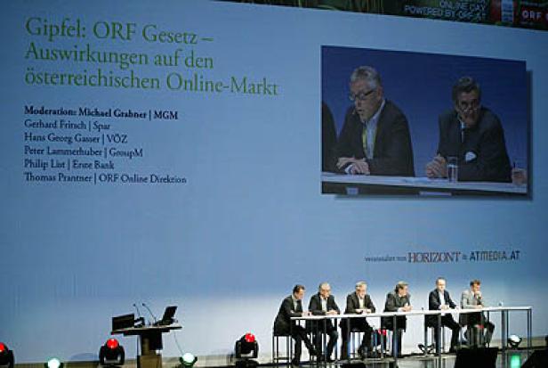 Eine Podiumsdiskussion zum Thema ORF-Gesetz und seine Auswirkungen auf den österreichischen Online-Markt.