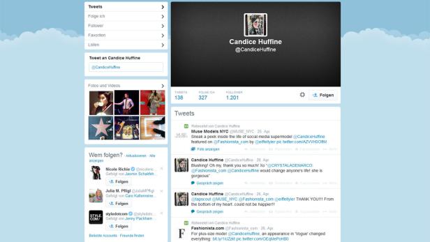 Ein Screenshot des Twitter-Profils von Candice Huffine.