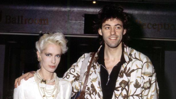 Annie Lennox und Dave Stewart von den Eurythmics posieren für ein Foto.