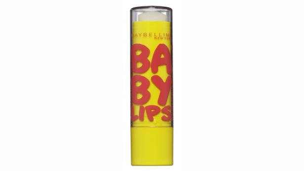Ein gelber Lippenpflegestift der Marke Maybelline Baby Lips.