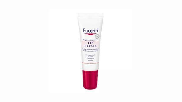 Eine Tube Eucerin Lip Repair für empfindliche Haut.
