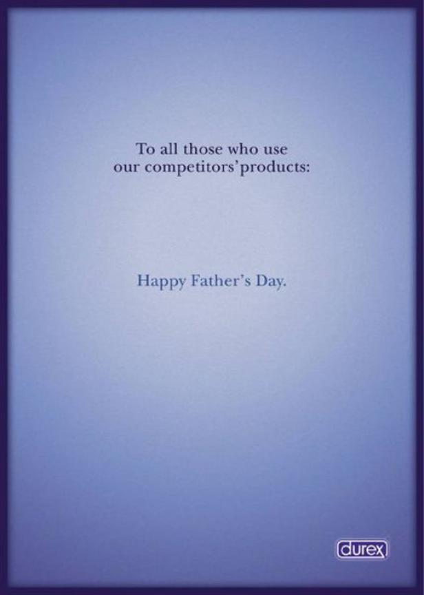 Eine Durex-Anzeige wünscht allen Vätern einen schönen Vatertag.