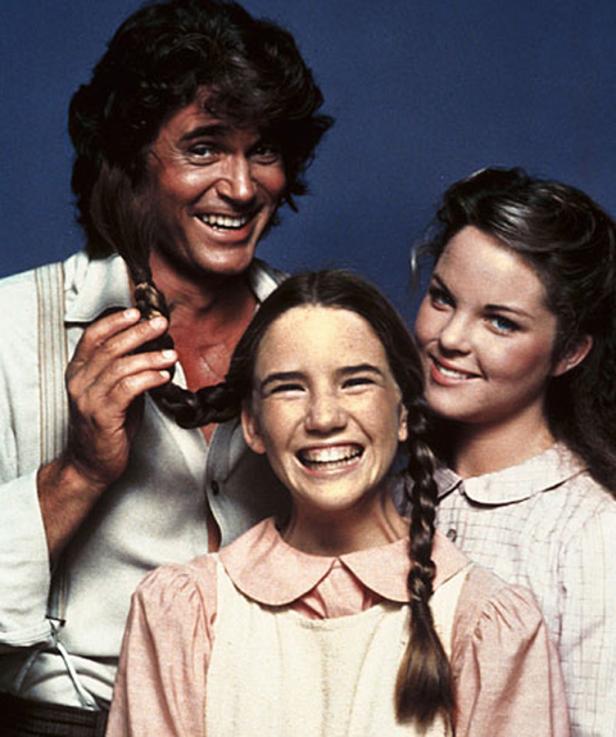 Michael Landon mit Melissa Gilbert und Melissa Sue Anderson in „Unsere kleine Farm“.