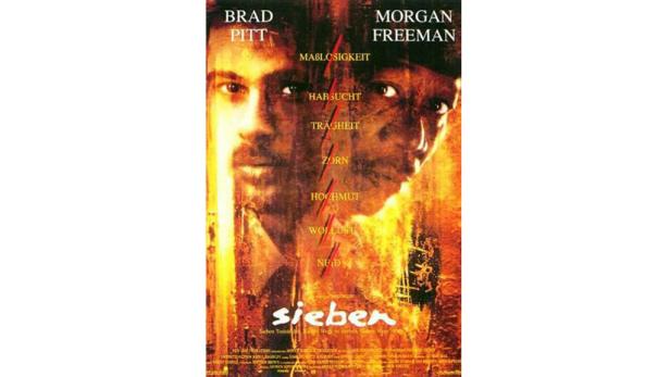 Das Filmplakat für „Sieben“ zeigt Brad Pitt und Morgan Freeman.