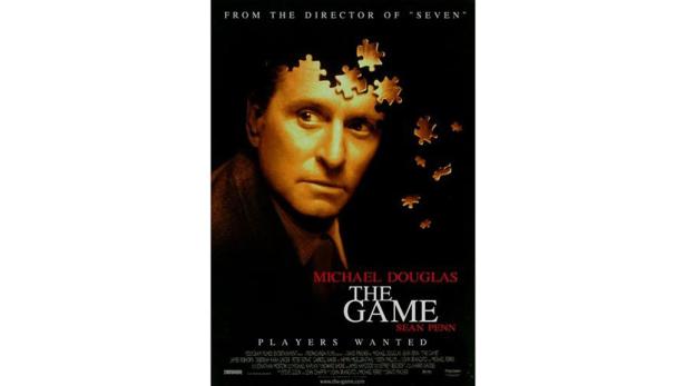 Das Filmplakat für „The Game“ mit Michael Douglas und Puzzleteilen.