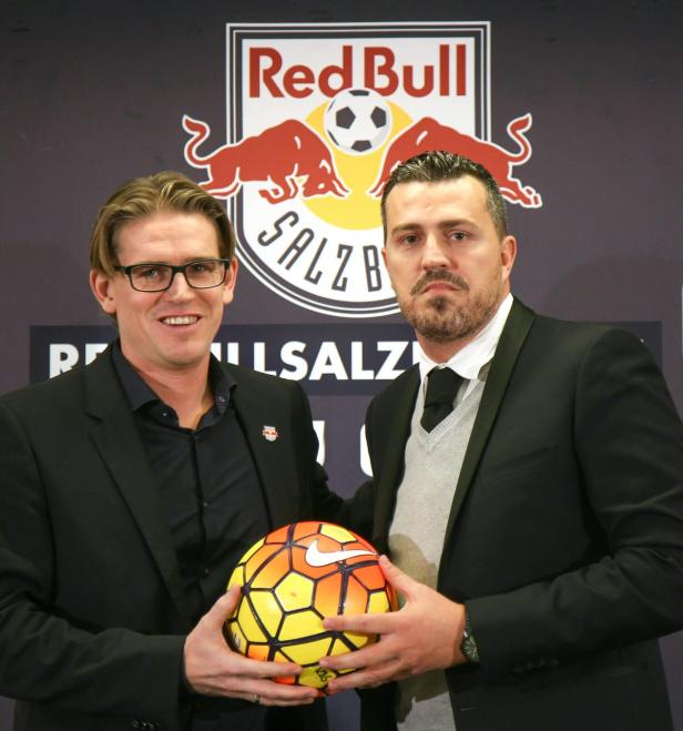 Garcia mit sportlichem Leiter von Salzburg Christoph Freund. Salzburger Experiment Garcia setzt auf Weltsprache Englisch