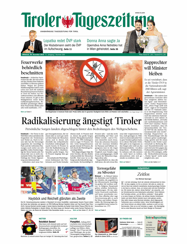 Titelseiten vom 30.12.2015