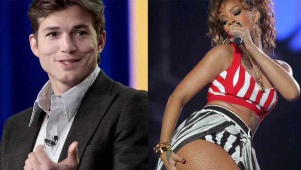 Ein zusammengesetztes Bild von Ashton Kutcher und Rihanna.