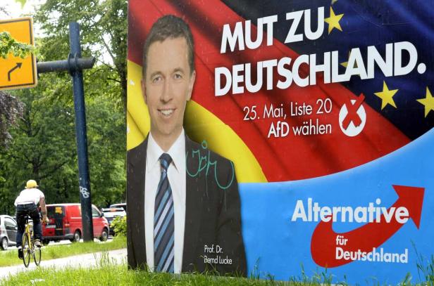 Ein Wahlplakat der AfD mit dem Porträt von Bernd Lucke.