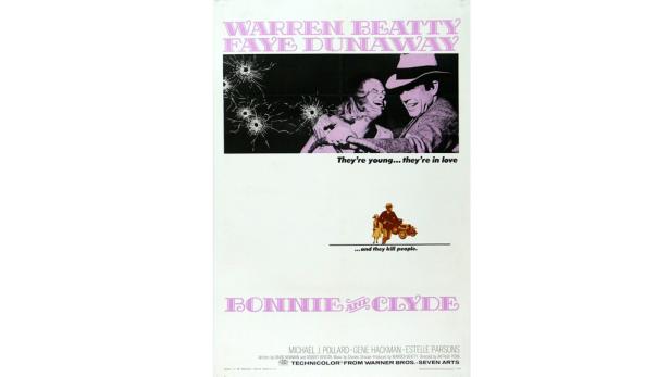 Das Filmplakat für „Bonnie und Clyde“ mit Warren Beatty und Faye Dunaway.