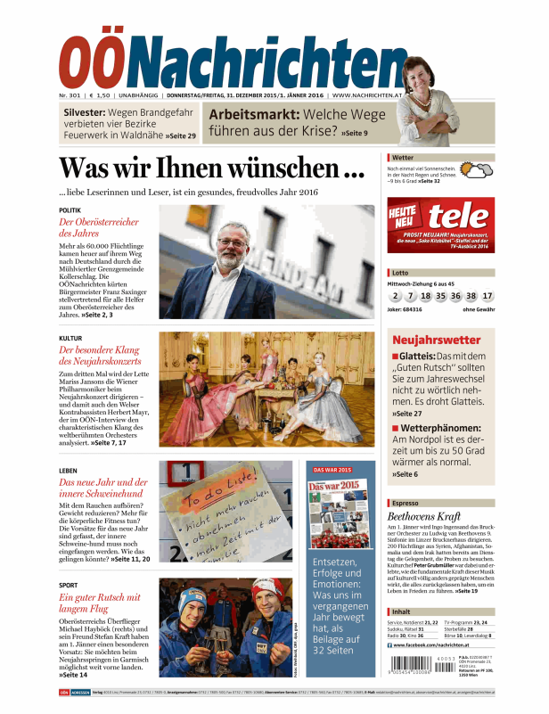 Titelseiten vom 31.12.2015