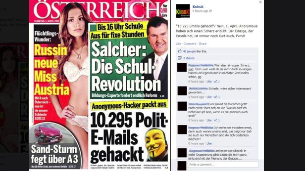 Die Titelseite der österreichischen Zeitung „Österreich“ vom 1. April 2012.