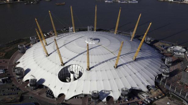 Luftaufnahme der O2 Arena in London.