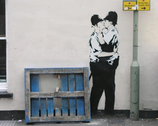Banksys Street-Art in Fotos nachgestellt