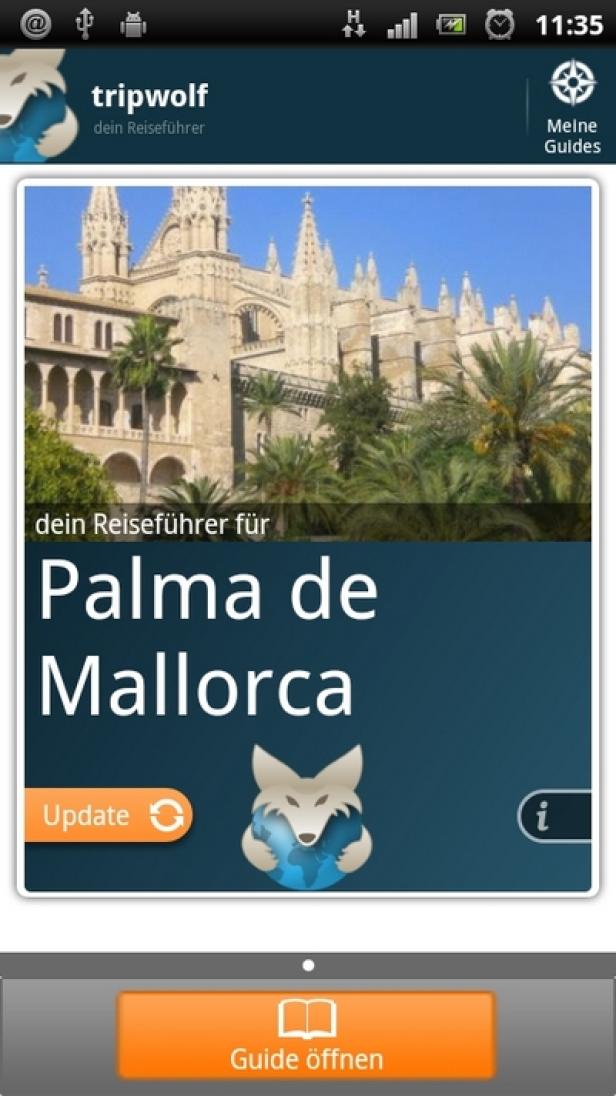 tripwolf.com - Android-App Screenshot der Tripwolf-App mit der Kathedrale von Palma de Mallorca.