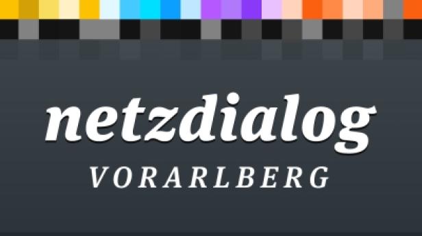 Netzdialog Vorarlberg Logo Das Logo von netzdialog Vorarlberg auf grauem Hintergrund.